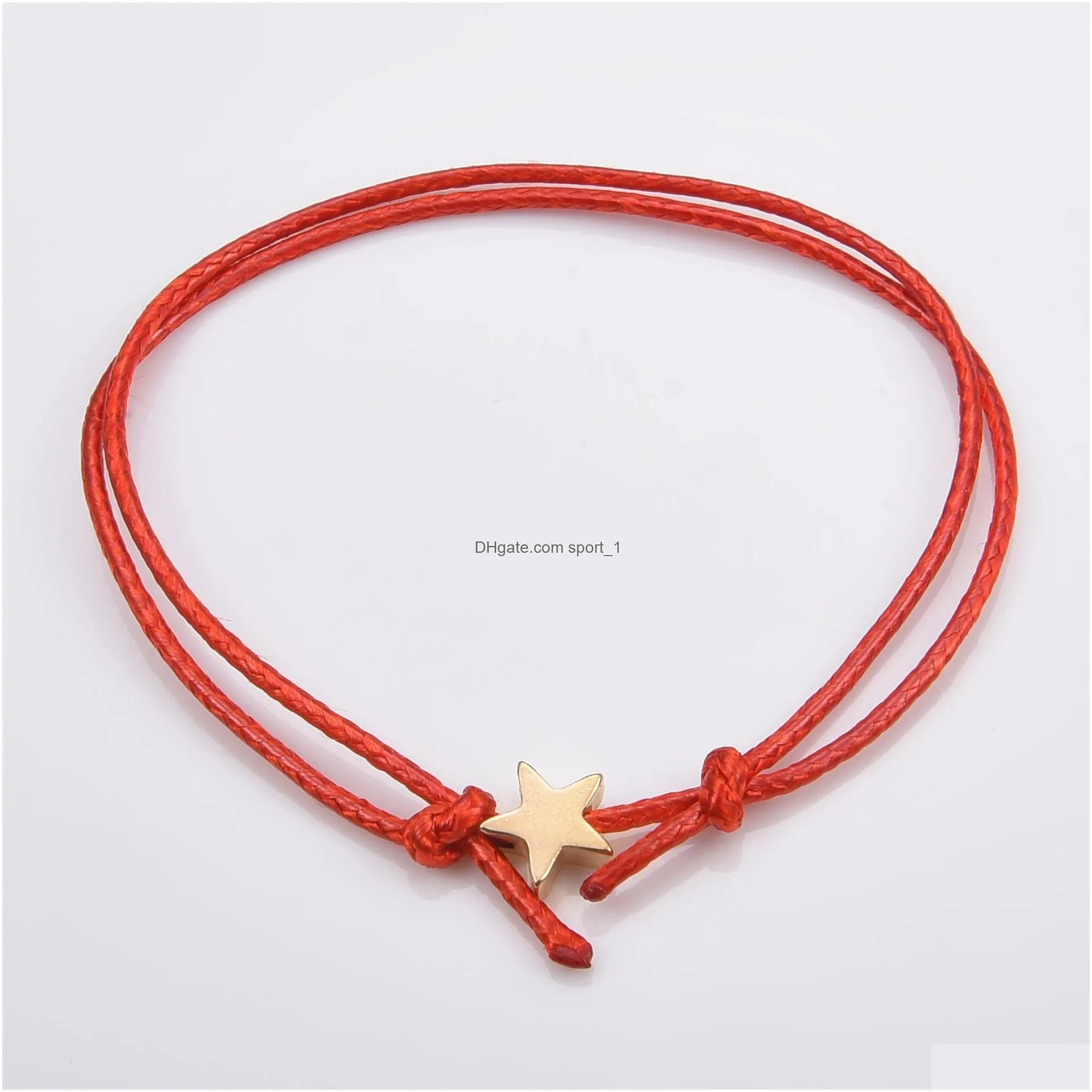 heart fivepointed star charm bracelet for women men lucky wax rope friendship bracelets red string couple jewelry