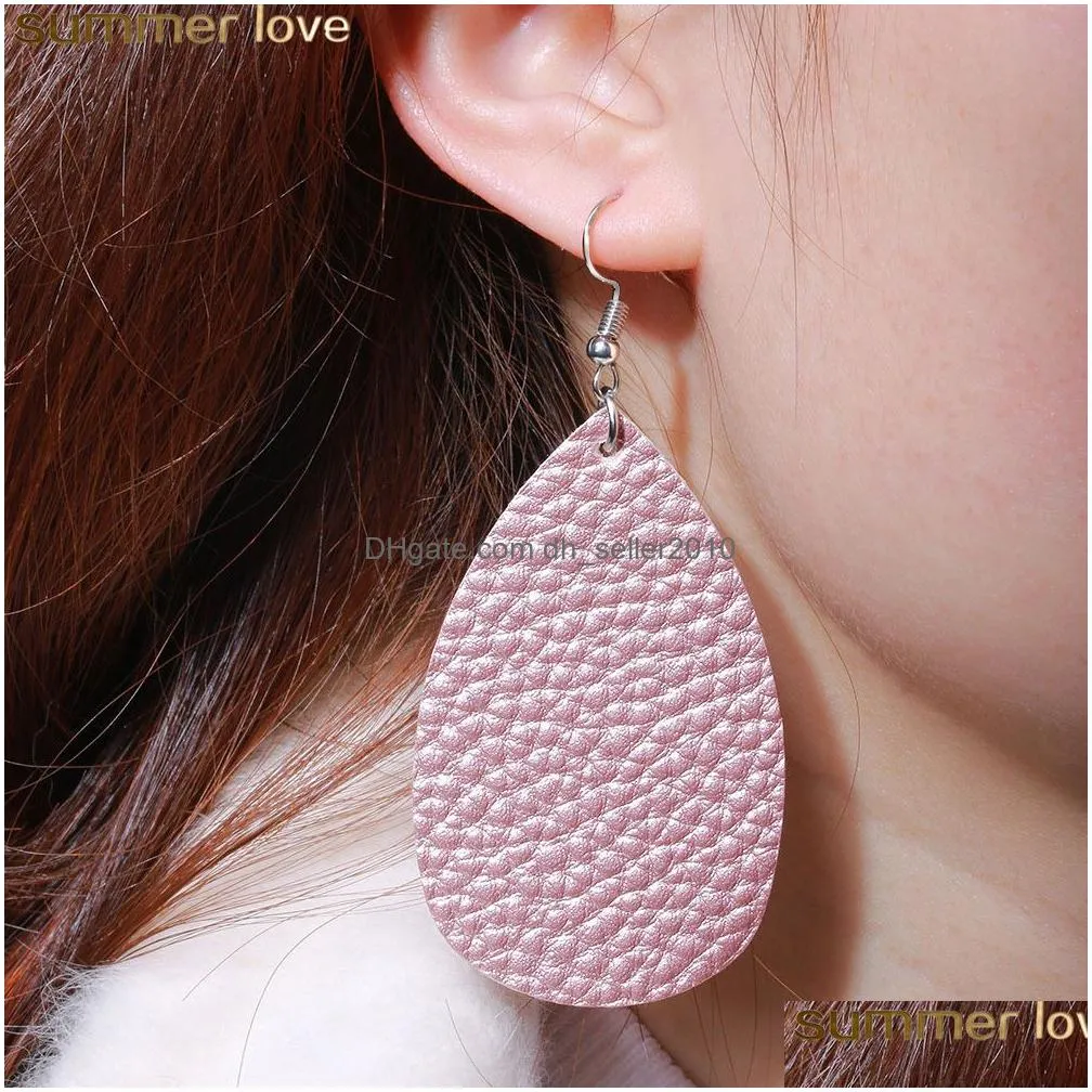 unique design pu leather oval earrings fashion statement colorful teardrop earring jewelry gifts for women girls