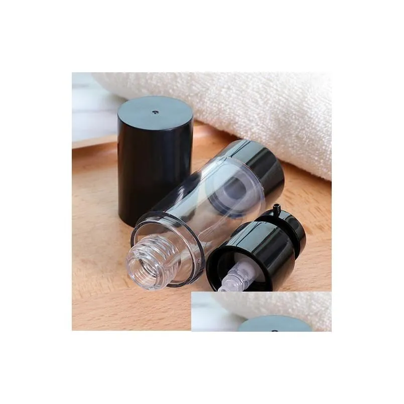 15 30 50 80 100 120ml airless pump bottleempty refillable black airless vacuum pump cream lotion make up bottle toiletries liquid