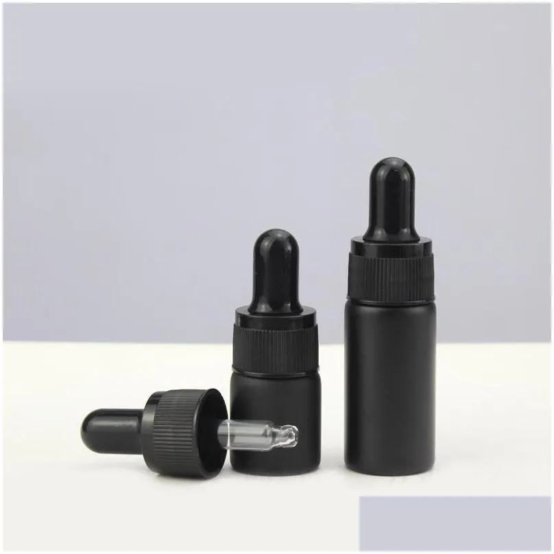 luxury mini 10ml matte black white  oil glass pipette dropper bottle 5ml wholesale