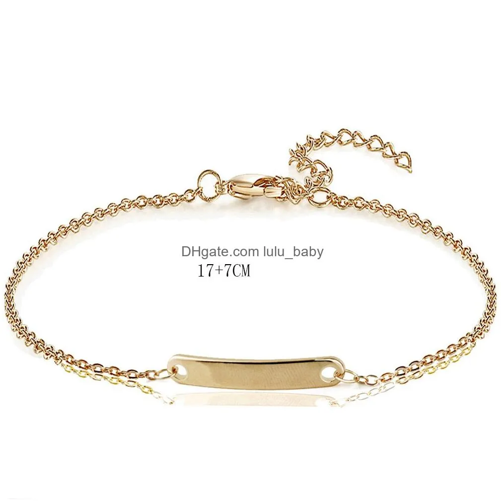 stainless steel blank bar bracelet gold can custom name id initial charm bracelets for women personalize jewelry friends gift