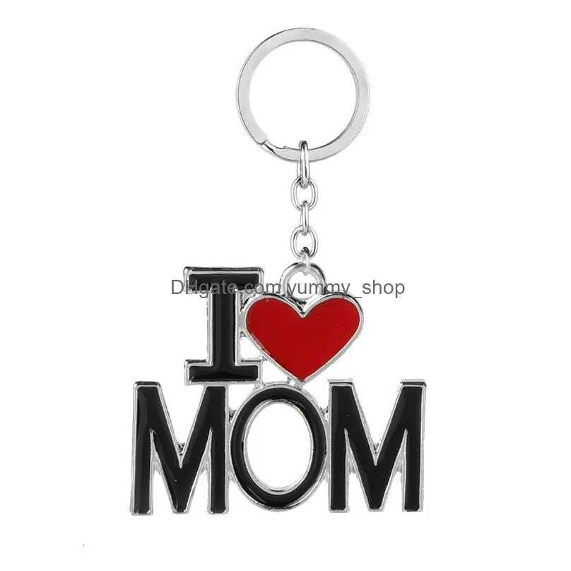 fashion family dad mom keychain accessories letter red heart love key chains rings fashion jewelry for mother father valentine s gift i