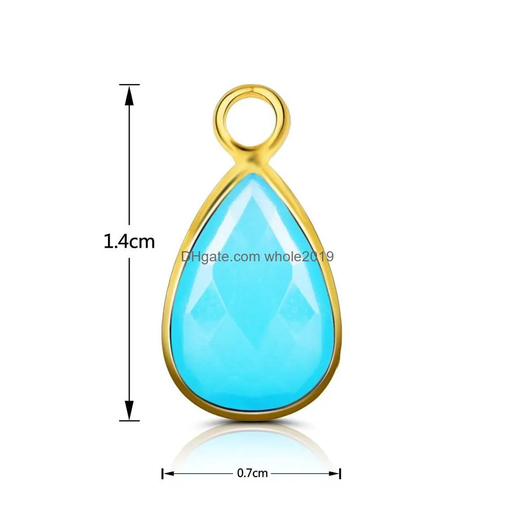 wholesale fashion water drop charms green glass birthstone pendants for necklace bracelets diy jewelry accessories for women