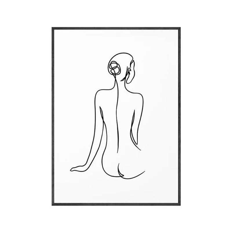 paintings minimalist figures line art sexy woman body buttocks nordic wall canvas drawing poster print decoration for livingroom