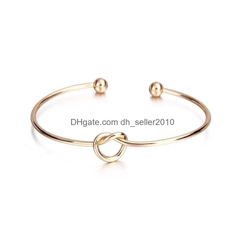 love heart knotted bangle bracelet adjustable open bracelets valentines day gift jewelry for women