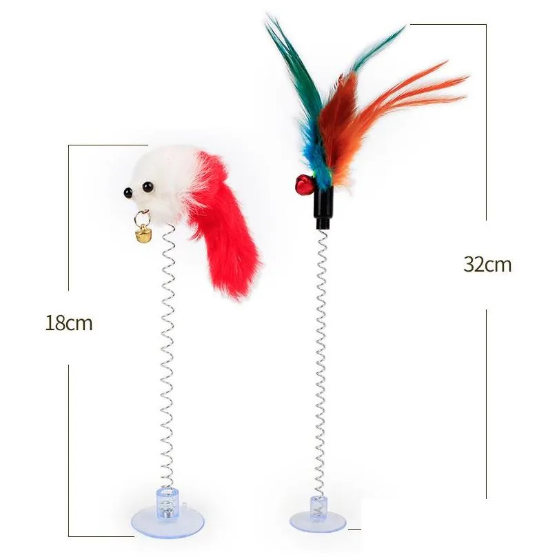 multicolor cat toys random color pet stick feather black coloured pole like birds with small bell