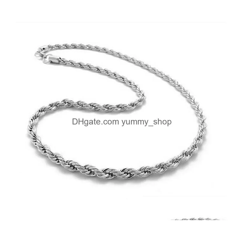 925 sterling silver 2mm twisted rope chain necklaces for women men fashion hiphop jewelry 16 18 20 22 24 inches