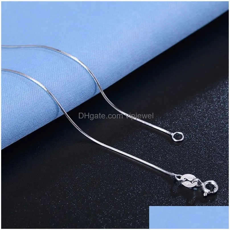  sell sterling silver color snake chain necklace for woman lobster clasps smooth chain fashion jewelry size 1mm 16 18 20 22 24 inch