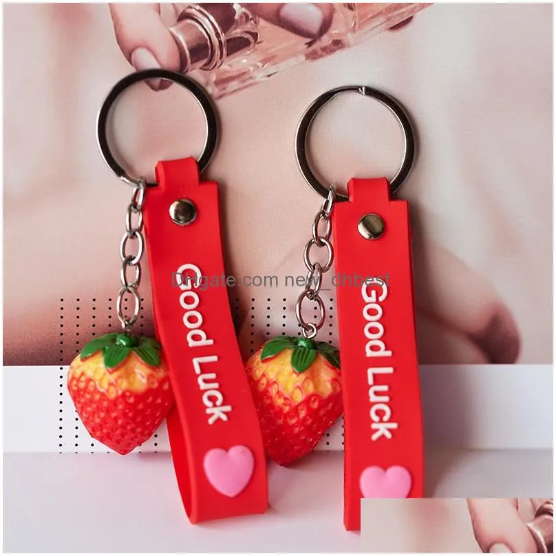 simulated strawberry keychain car key holder for women girl jewelry cute fruit keyrings friendly jewelry