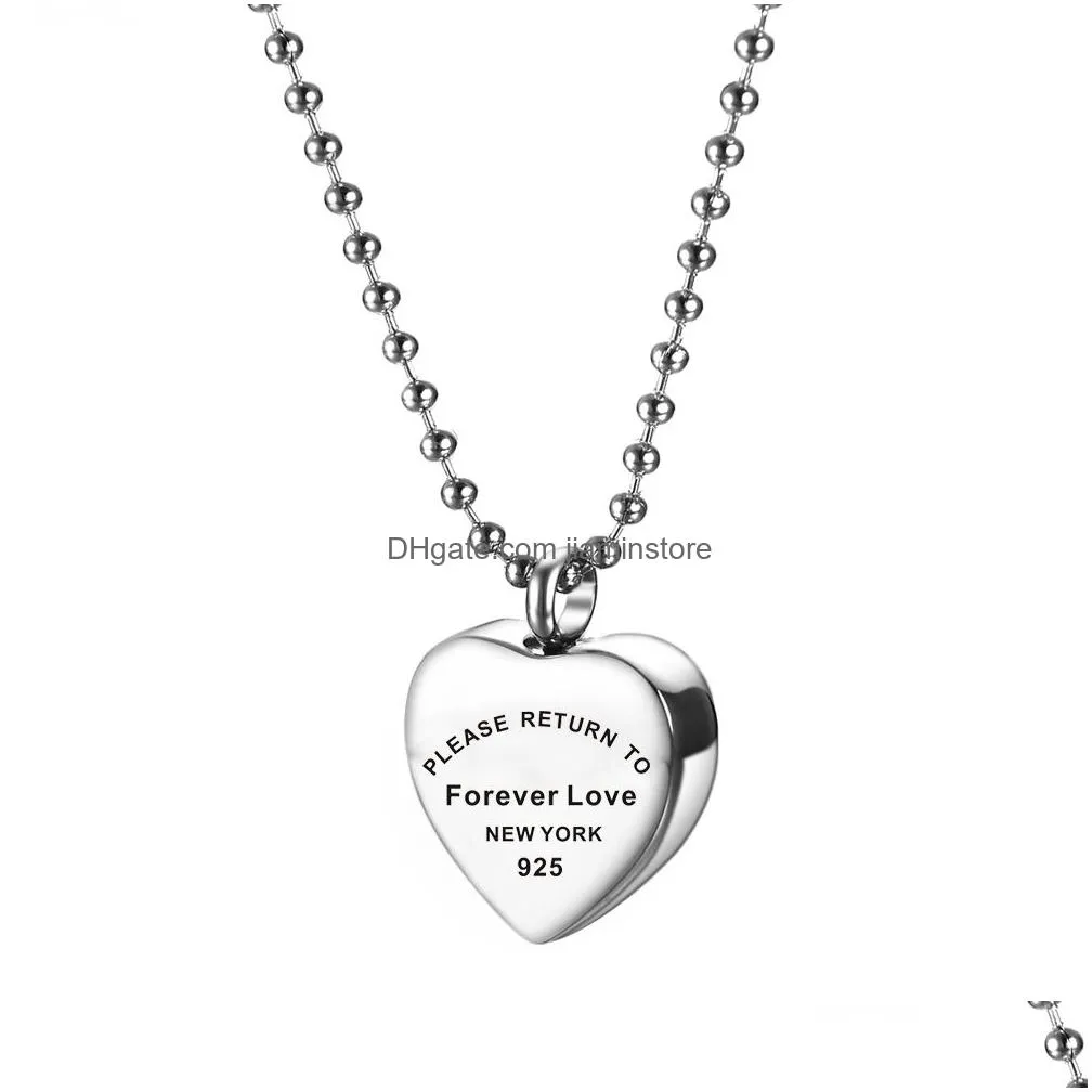 heart memory necklace for women please return to forever love stainless steel necklace ashes urn jewelry