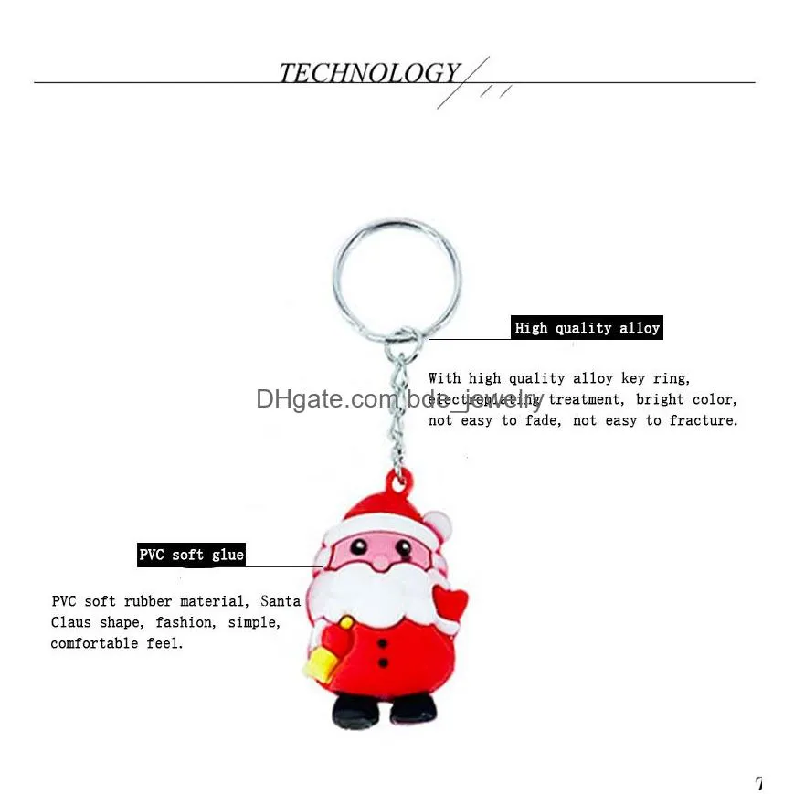  cute little bear snowmen santa ellk keychain soft silicone chrismas tree key chain keyrings for bag car jewelry accessories