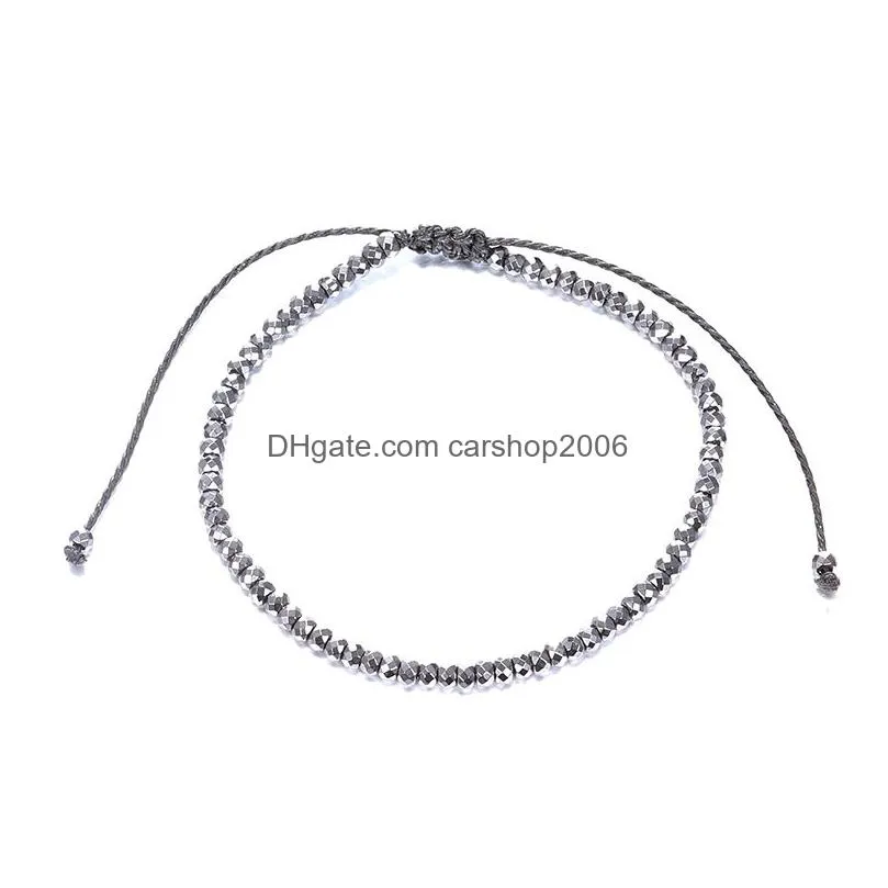 2019 simple small copper bead bracelet lucky charm handmade wax rope braided bracelets for men women jewelry gift
