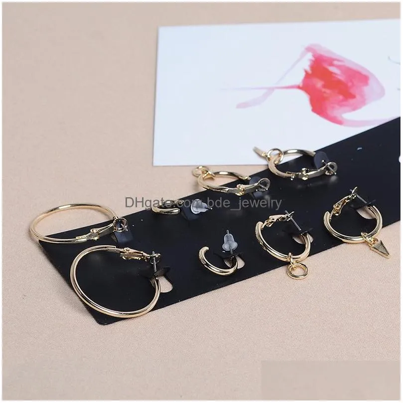  design 4 pairs hoop earrings set charm pendant minimalist round earring jewelry gift for women