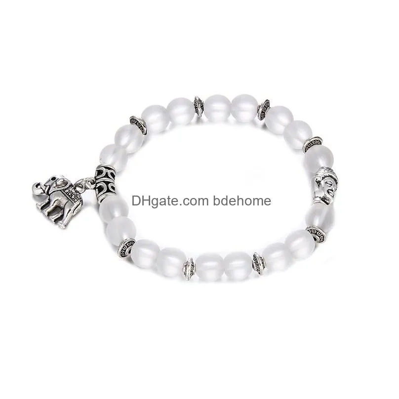 natural matte crystal buddha bead bracelets for women fashion sweet elephant bracelet charms elastic fashion jewerly wholesale