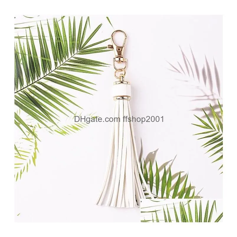 pu leathers tassel keychains pendant luggage bag accessories jewelry 12 colors