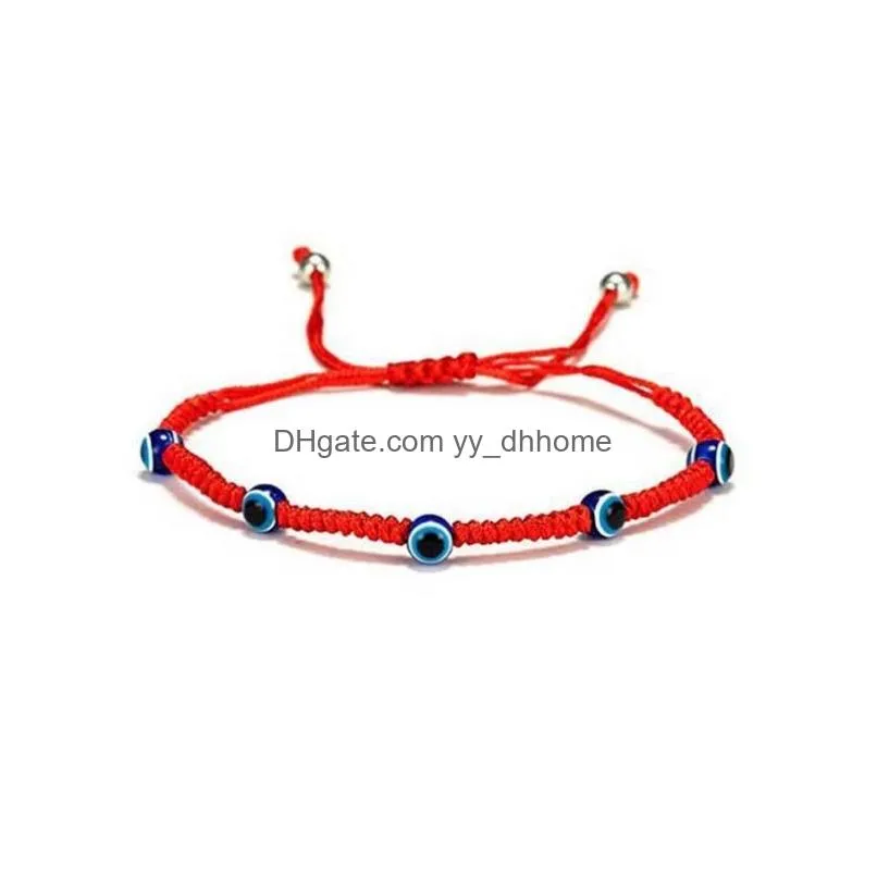 8pcs lot evil eye bracelet 7 knot handmade lucky bracelets adjustable red rope string protection bracelets for women men wholesale