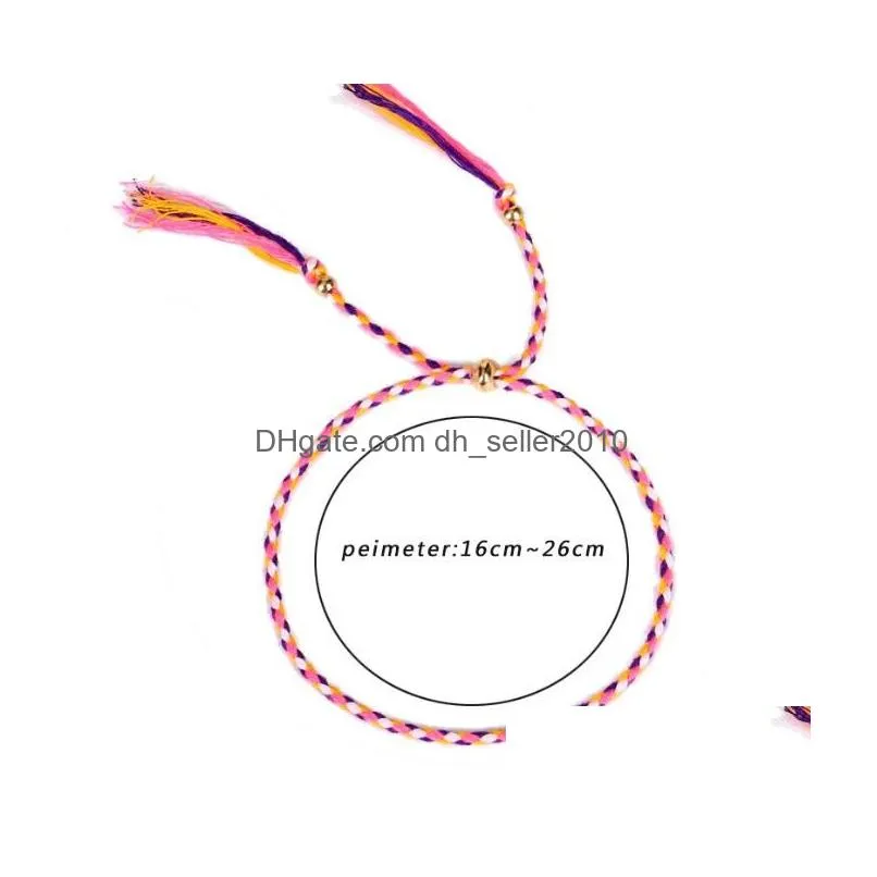 52colors handmade woven braided rope friendship bracelet beach bohemian polyester thread weave string bracelets for women men christmas gift