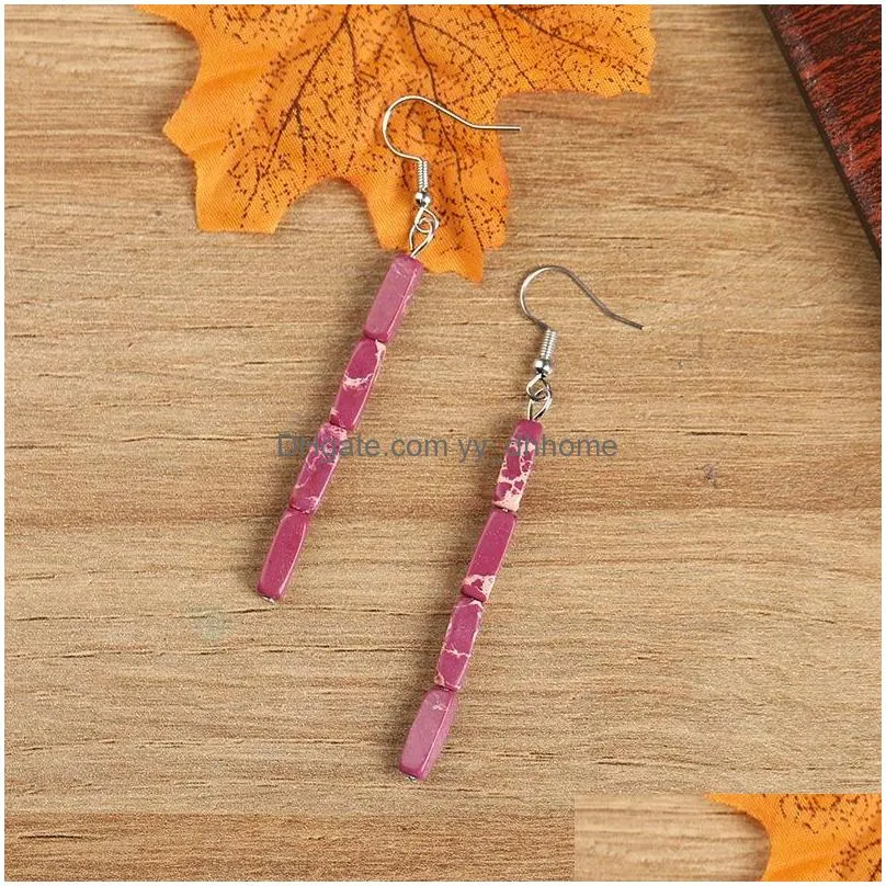 handmade natural stone beads dangle earrings hanging for women female personality chips drop tassel earring jewelry gifts
