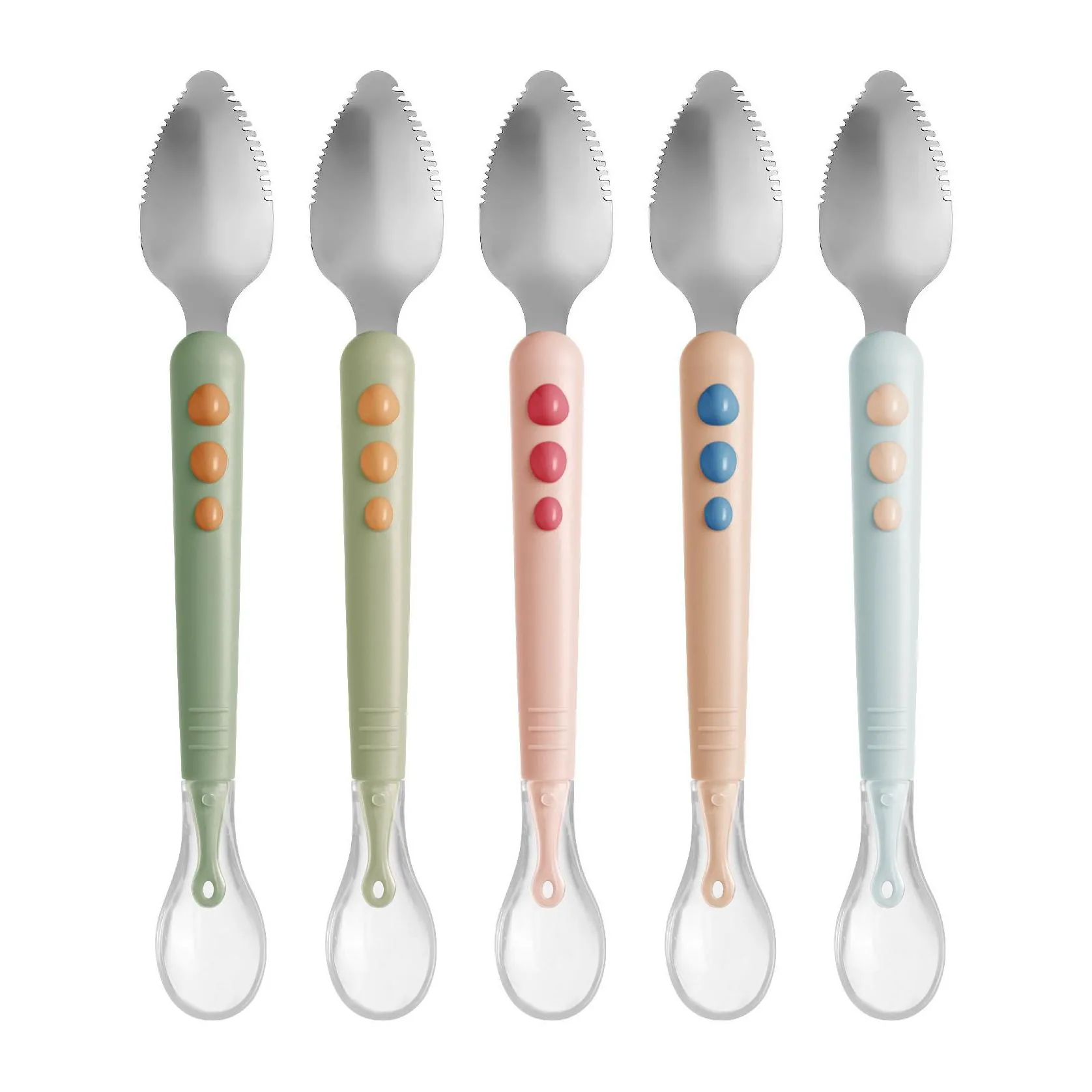 double sided baby food feeding spoons scraping mud silicone soft spoon infant tableware utensil