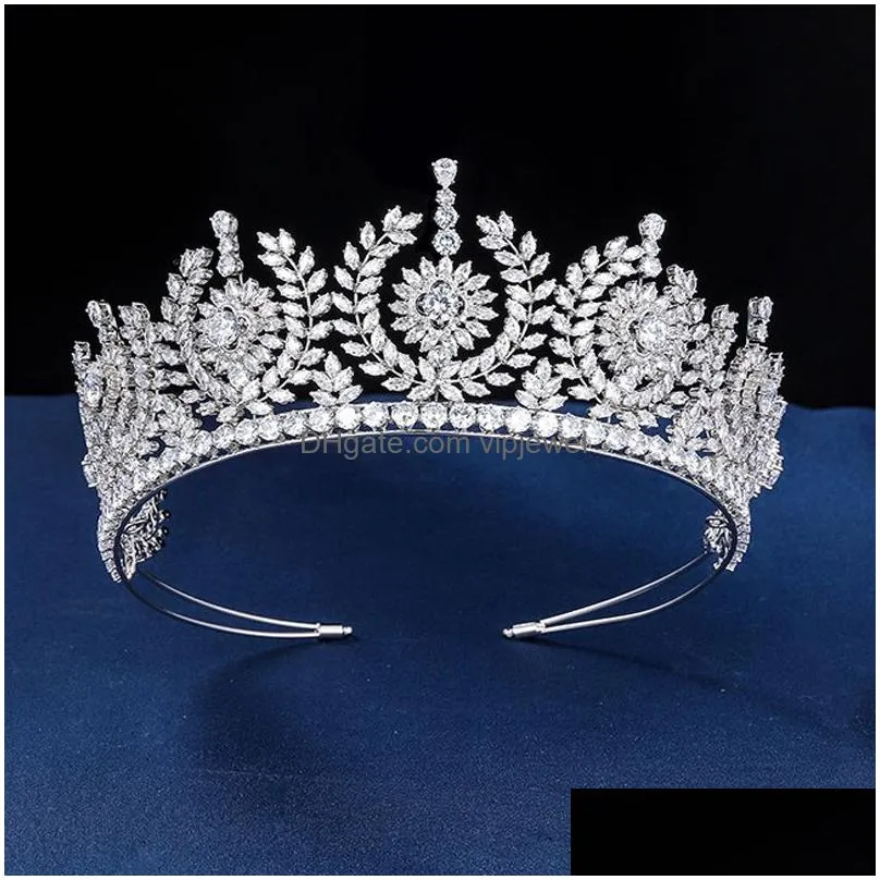 hair clips ymor luxury bride tiara wedding crowns for womens crystal accessories unique floral elements crown zircon jewelry 200