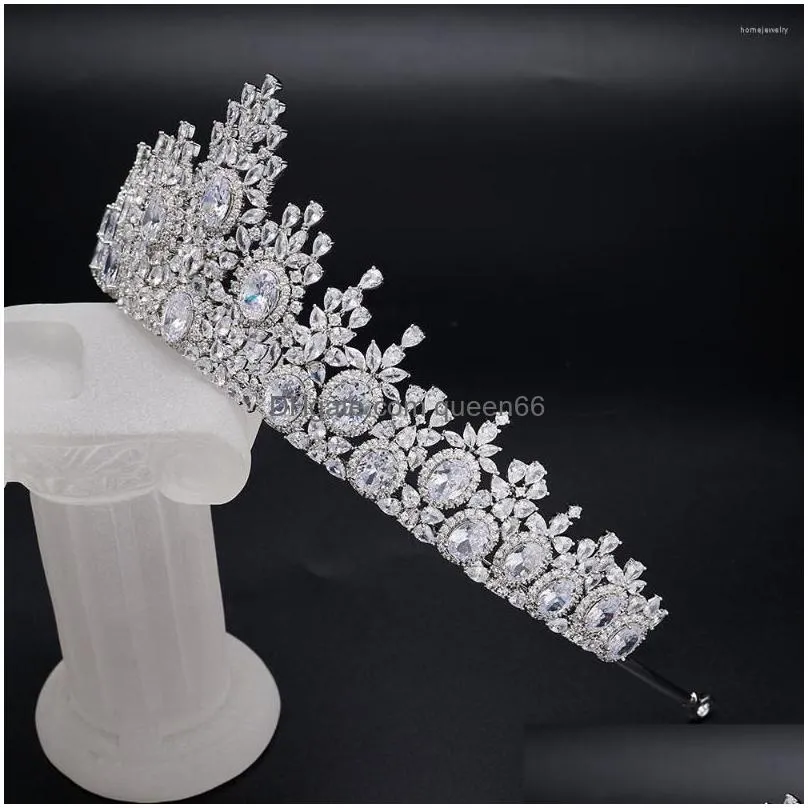 hair clips tirim luxury bride tiara and crowns wedding colorful full crysta lcubic zirconia fashion accessories queen party jewelry