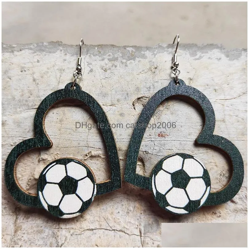 heart earrings charm football basketball soccer pendant earring studs fashion accessories