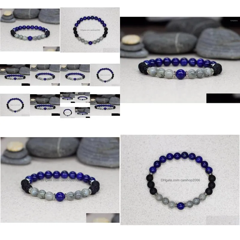 strand natural lapis lazuli bracelet bule mens gift for men mens yoga mala beads bracelets lava stone labradorite