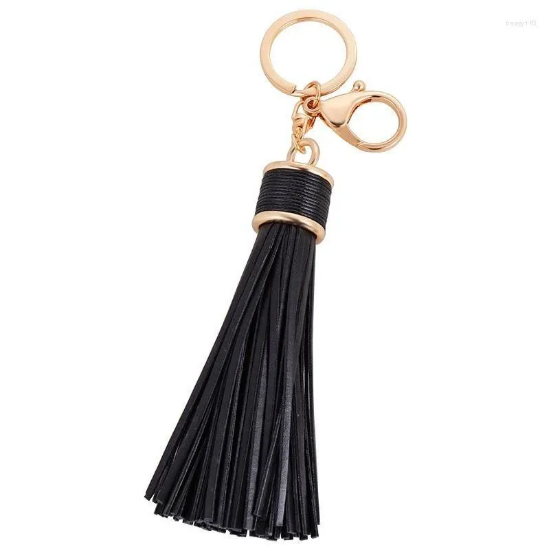 keychains high quality pu tassel keychain for women beige black blue bag pendents car key ring gifts