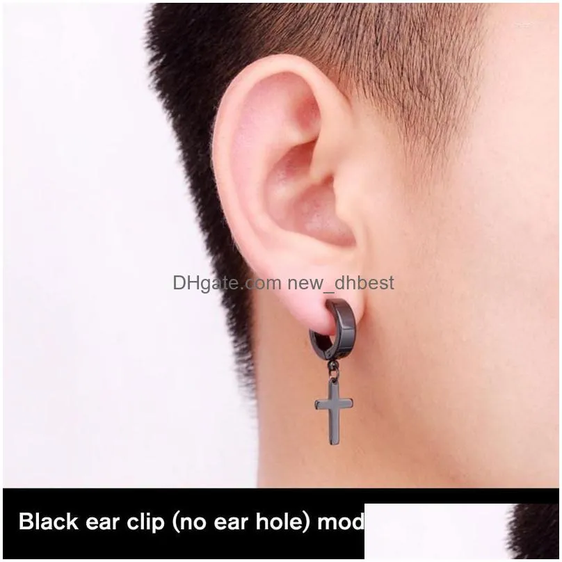 backs earrings 1pcs stainless steel buckle for men jewelry gifts titanium punk cross party date male fashion