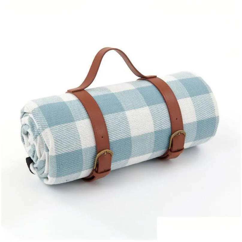 outdoor picnic blankets mats carpets camping foldable pad blankets with leather handles waterproof beach camping accessories