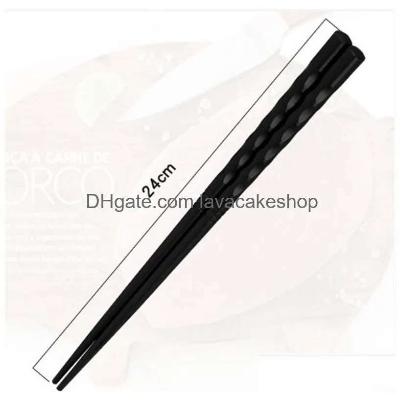 black chopsticks screw thread 1pair non slip sushi chopstick japanese chinese styles food tool kitchen ware table chinos palillos 0 7xc