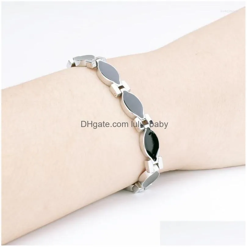link bracelets mens stainless steel magnetic therapy bracelet germanium jewelry wristband 4 in 1 women healthy bangles