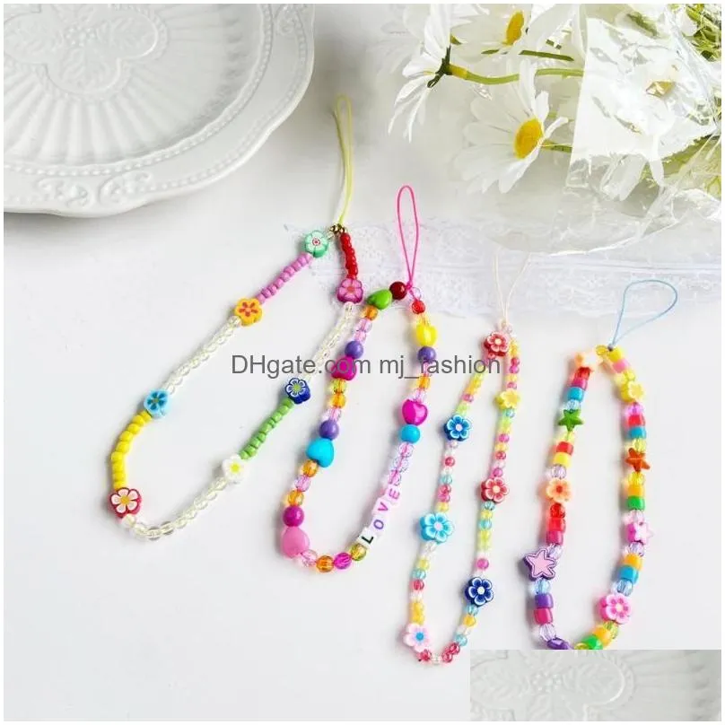 keychains hi man handmade candy color evil eye star flower beaded keychain women personality wild mobile phone pendant jewelry