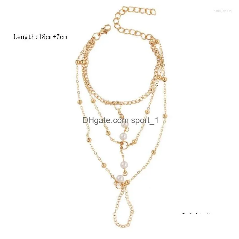link bracelets pearl chain multilayer finger occident ins simple trend female metal bracelet fashion banquet jewelry gift for friends