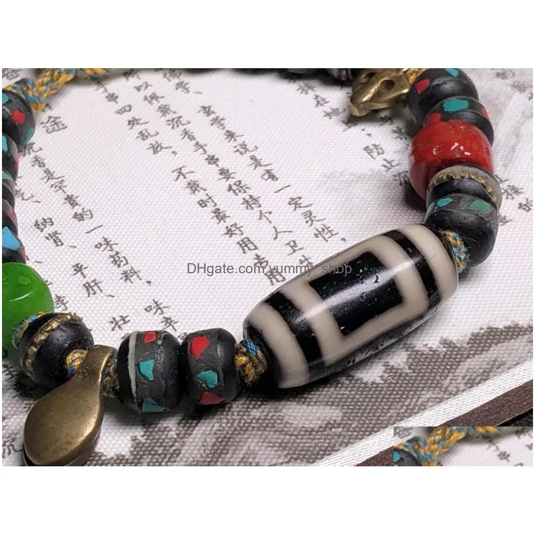strand jewellery bangles for women pulsera hombre tibetan play piece old bone inlaid turquoise coral beads bracelets ethnic style gift