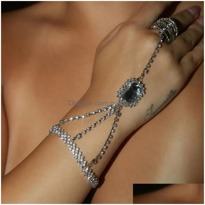 link bracelets rhombus bracelet for women luxury ring hand chain jewelry fashion ins trend wedding accessories crystal bangle