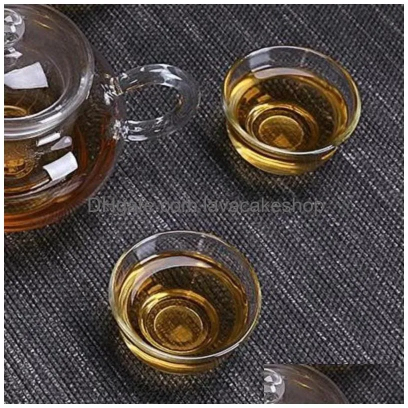 thicken glass flower teapot with 6pcs teacup clear kettle heat resistant tea set for office home table decor 13 9mx bb