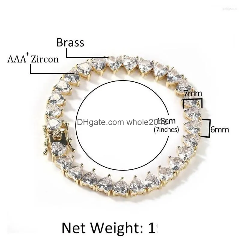 link bracelets uwin 7mm heart cz for women iced out white cubic zirconia bangles micro paved hip hop jewelry drop