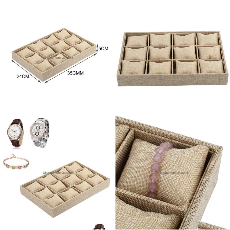 slots pillow style jewelry watch bracelet display tray box necklace earring container boxes case organizer gift 2022