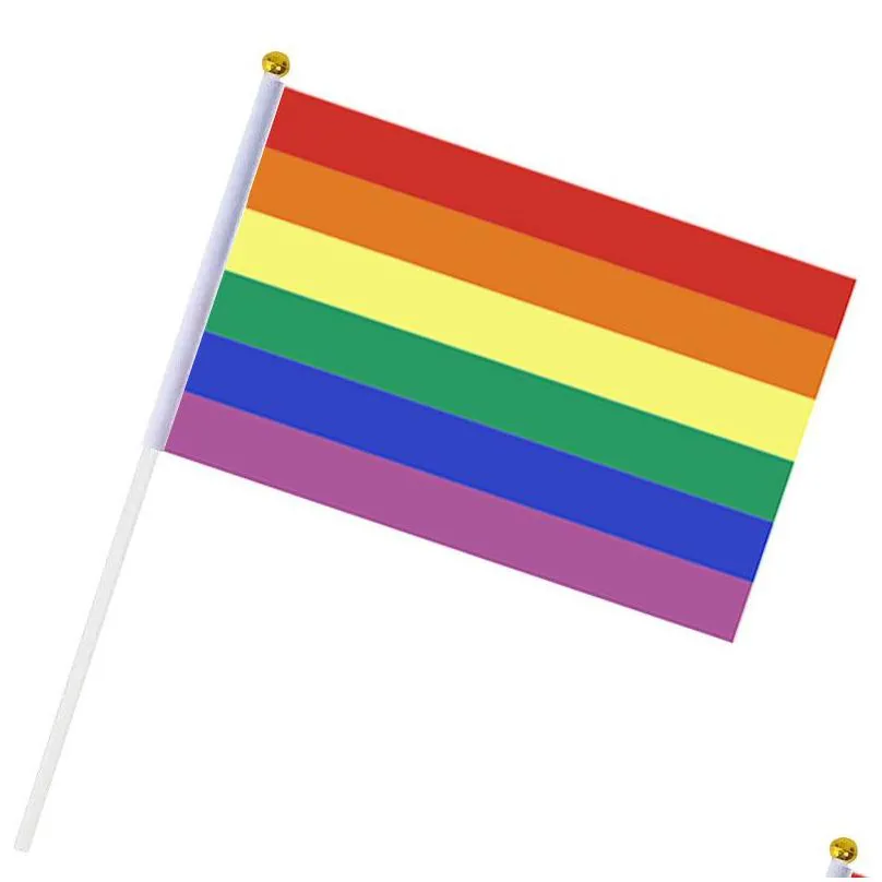 lgbt handheld flag 14x21cm gay lesbian homosexual bisexual lgbt pride flag customized rainbow banner