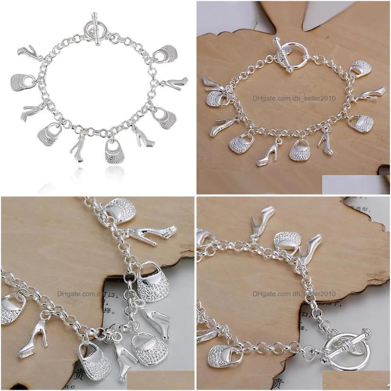 strand beaded strands wedding silver color charms shoe bag bracelet for lady girl women high quality fashion jewelry valentines day