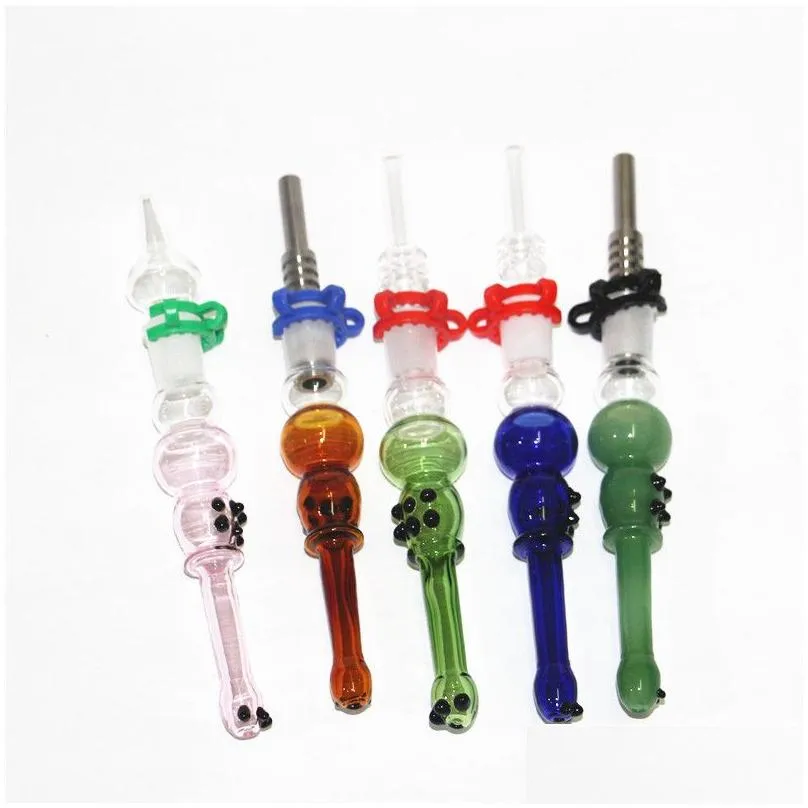 smoking nectar kits with domeless quartz nail 14mm nector oil rigs glass bongs water pipes silicone hand pipe