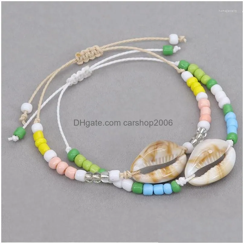 strand acrylic shell color rice pearl hand knitting bracelet anklet jewelry