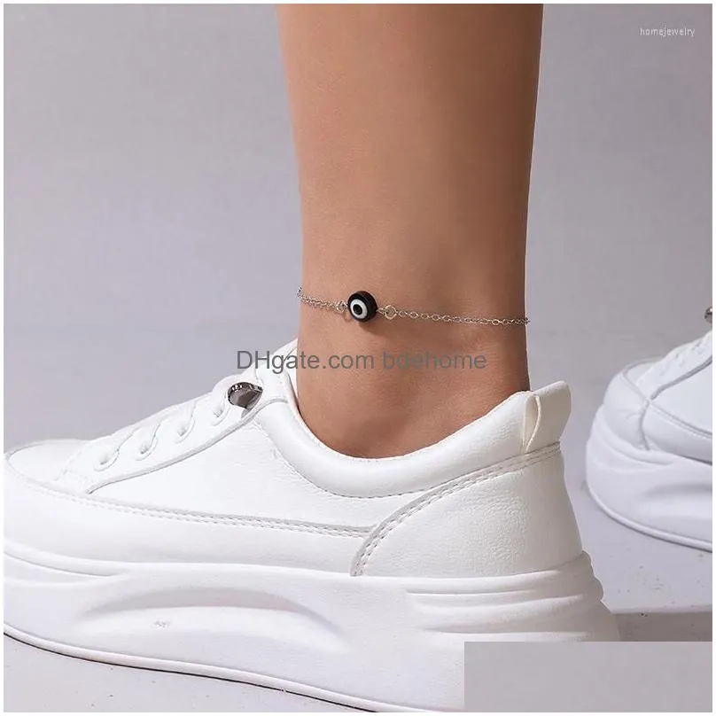 anklets simple design gold silver color single anklet for women bohemian devils eye alloy chain party jewelry gifts accessories