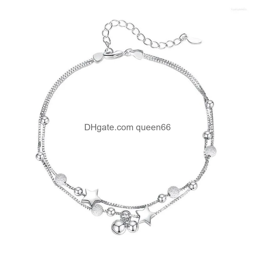 link bracelets doubledeck silver plated star balls small bracelet with s925 fashion jewelry for women bell