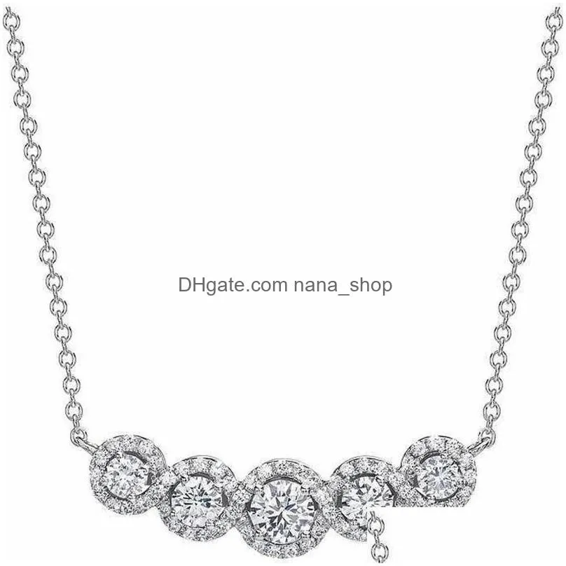 pendant necklaces luxury round silver color on the neck necklace for women anniversary gift jewelry wholesale x6405pendant