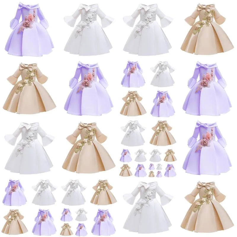 kids christmas dresses for girls princess flower wedding dress children formal evening party dress