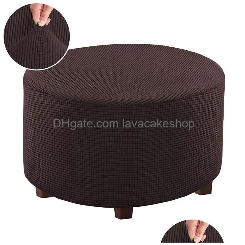 chair covers elastic round ottoman slipcover footstool protector removable washable stretch storage sofa foot cover for living room