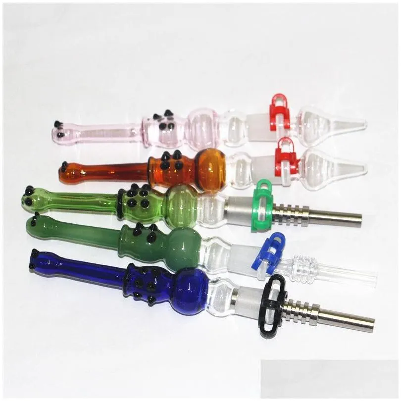 smoking nectar kits with domeless quartz nail 14mm nector oil rigs glass bongs water pipes silicone hand pipe