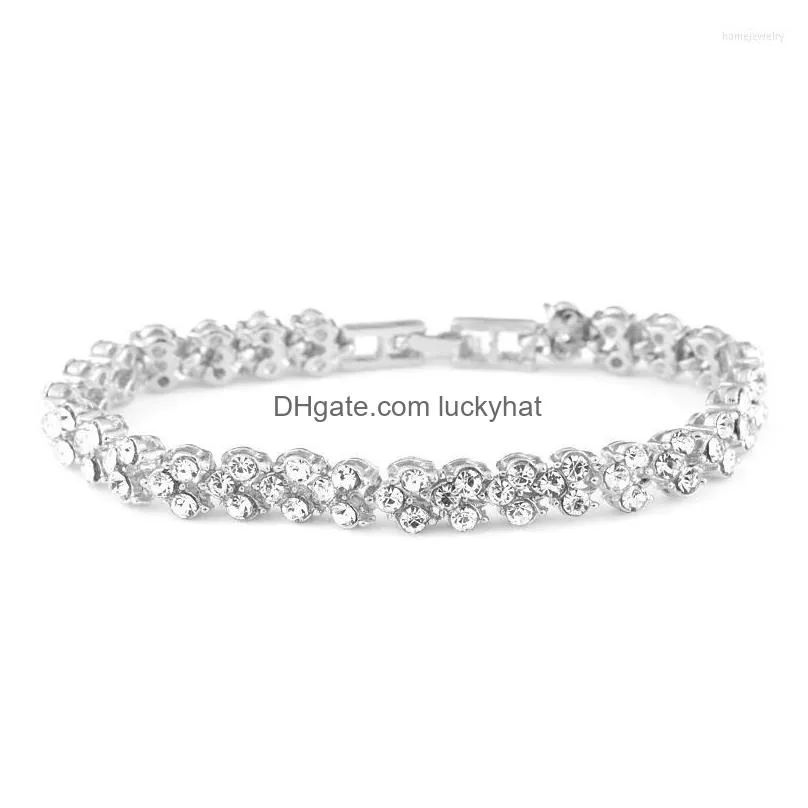 link bracelets luxury roman love crystal bracelet women simple diamond full gypsophila for female